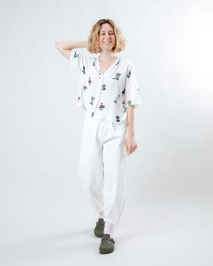 Helios Small Cropped Blouse Ecru