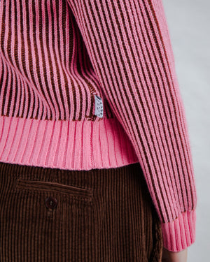 Bicolor Wool Cropped Sweater Pink