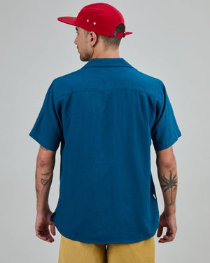 Asis Percales embroidery Aloha Shirt Blue