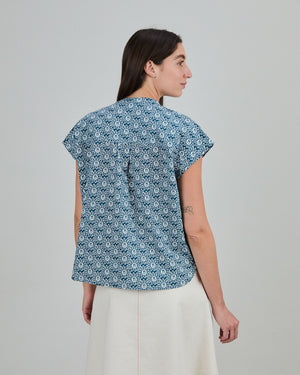 Asis Percales Daisy Sleeveless Blouse Blue
