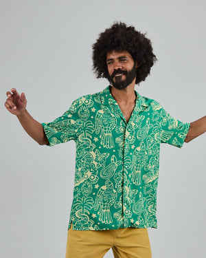 Asis Percales Crocodylus Aloha Shirt Green