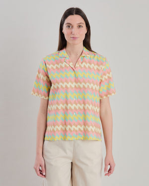 Pastel Wavy Stripes Aloha Blouse
