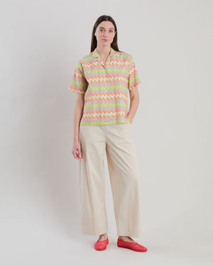 Pastel Wavy Stripes Aloha Blouse