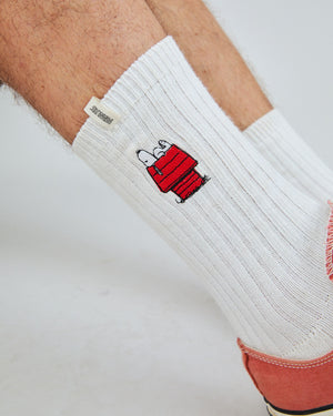 Peanuts Doghouse Socks White