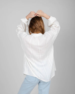 Polka Dot Boho Blouse White