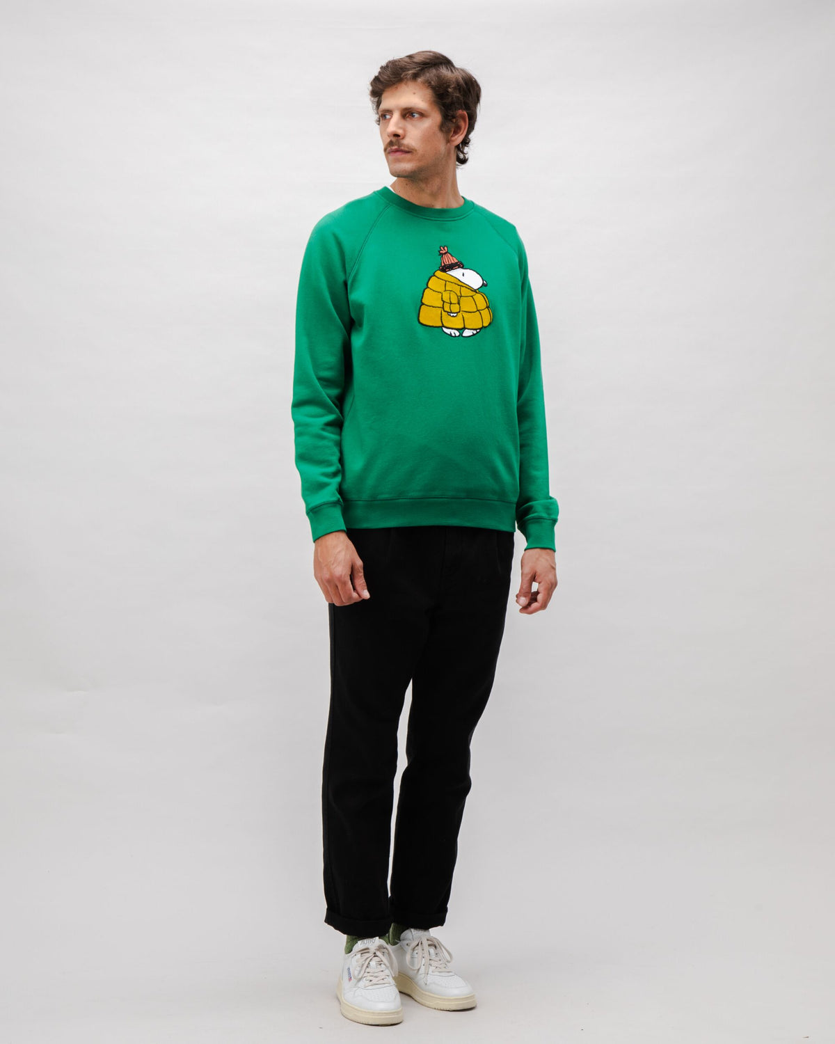 Peanuts Snow Cotton Sweatshirt Green