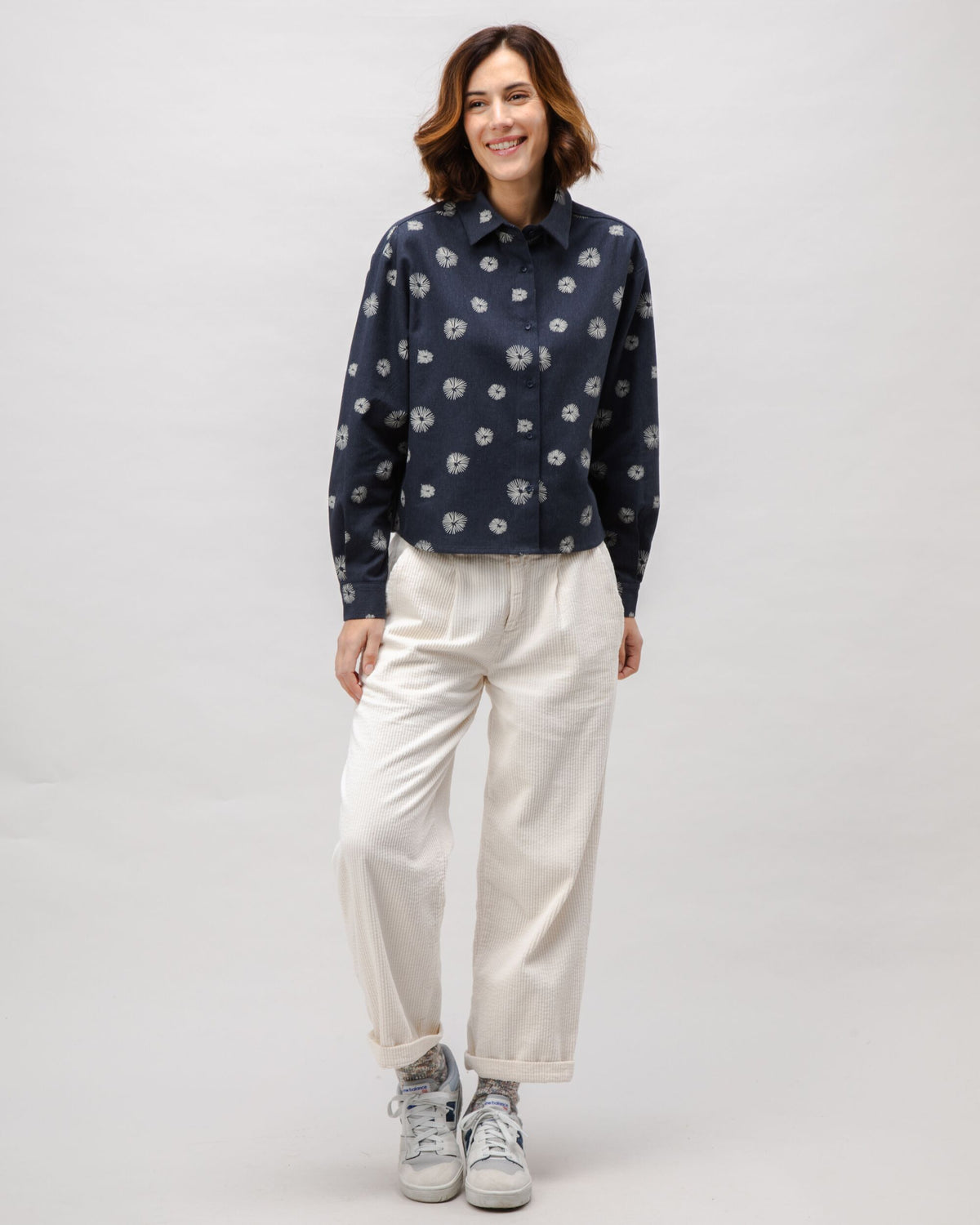 Urchin Boxy Flannel Blouse Navy