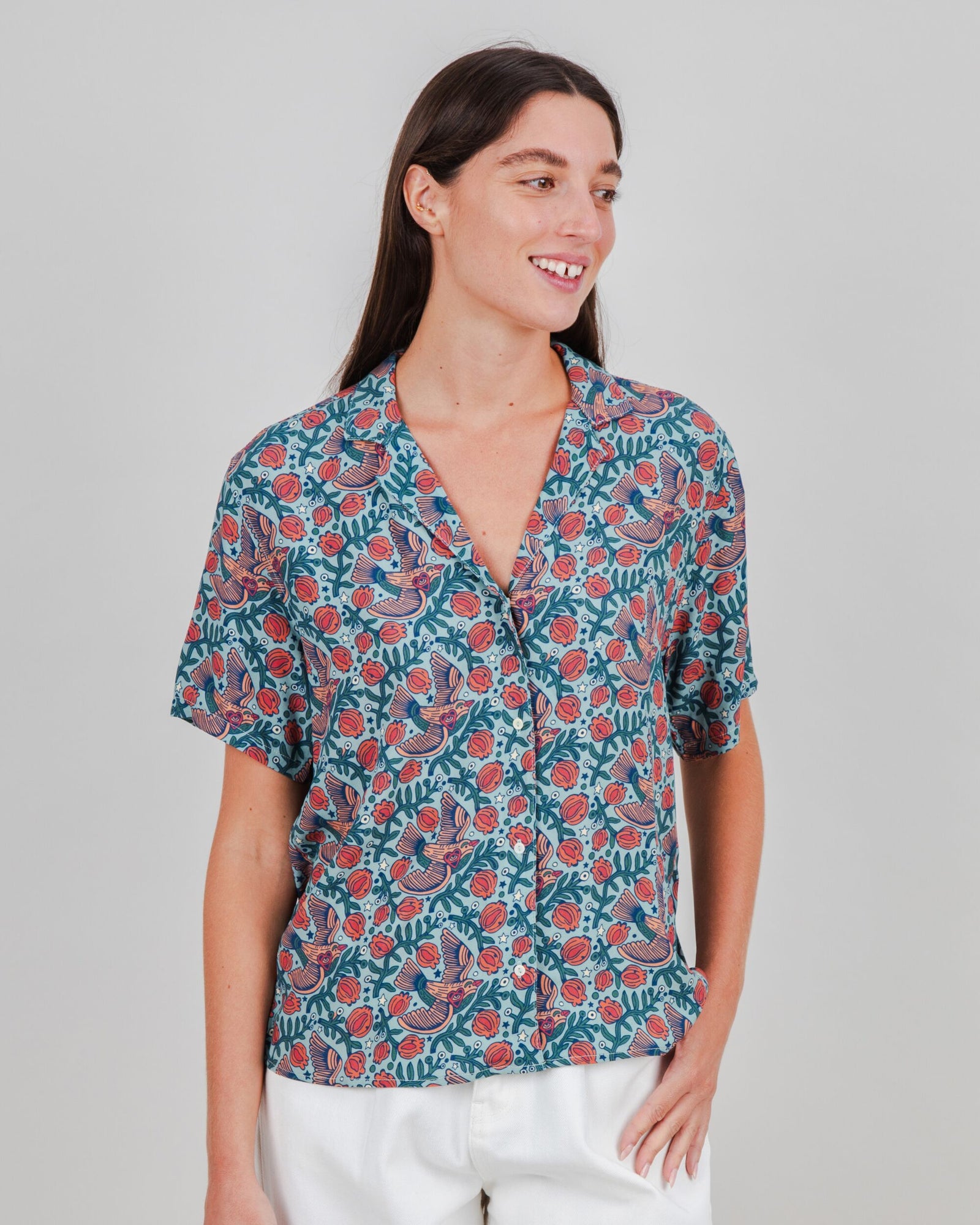Asis Percales Passerine Aloha Blouse Mist