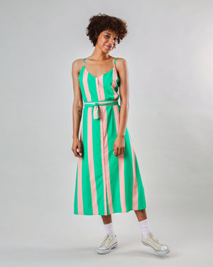 Color Block Strap Dress Green