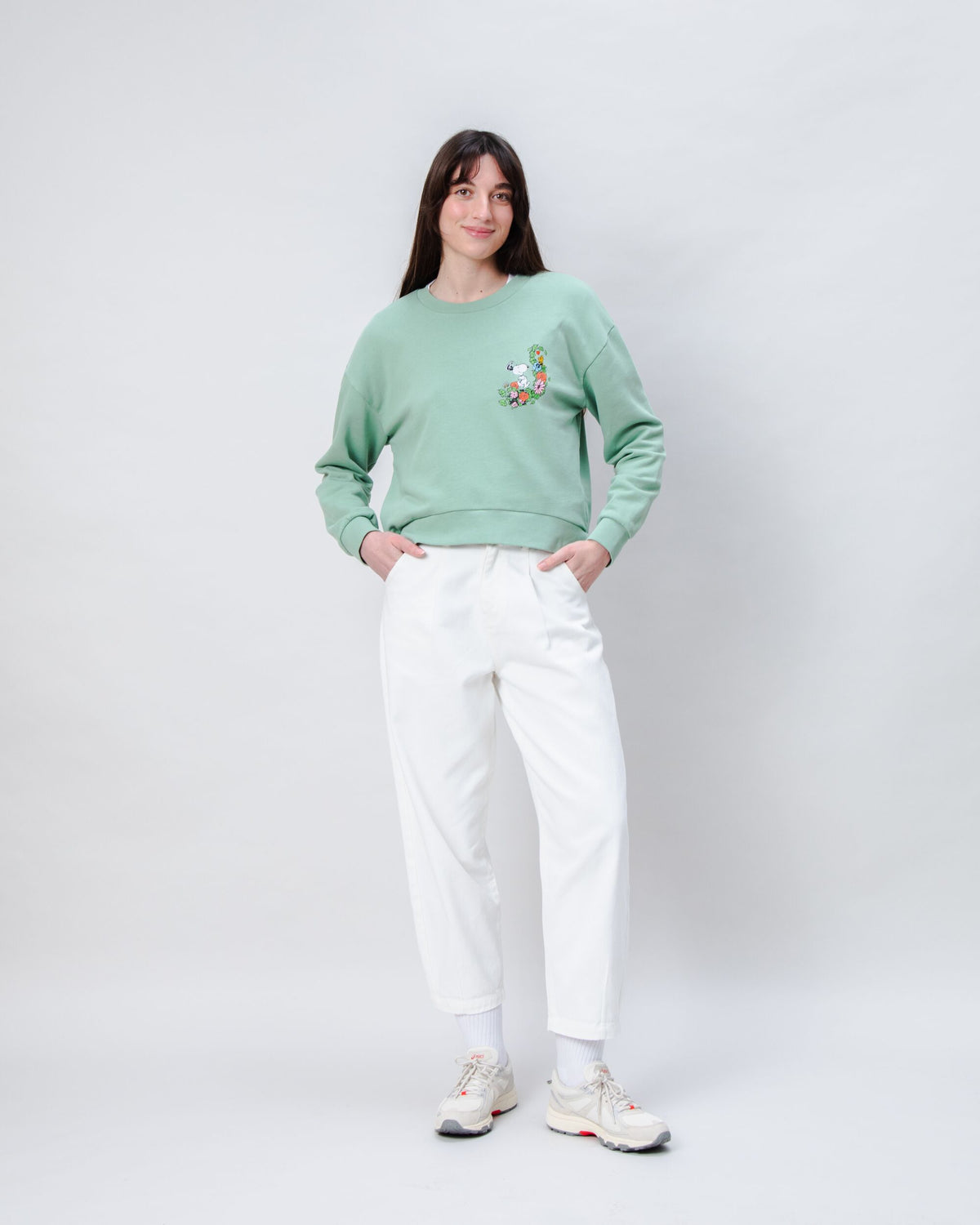 Peanuts Flowers Sweatshirt Light Green