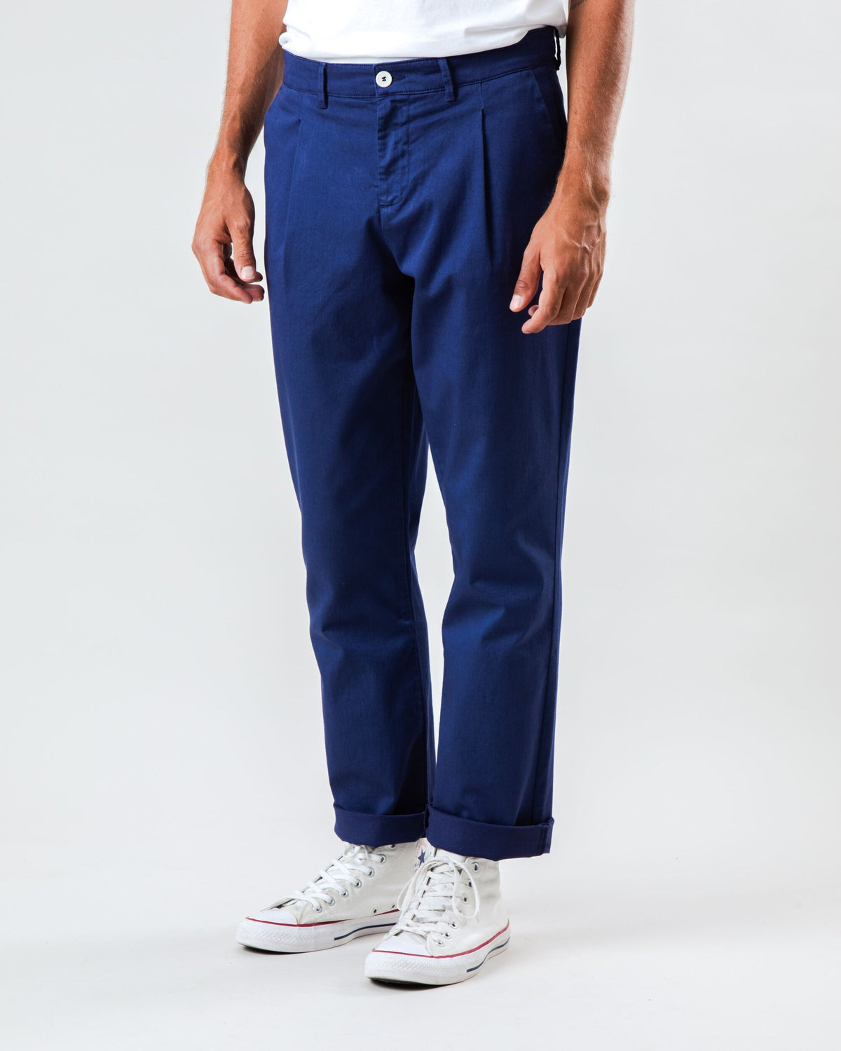 Pleated Chino Navy