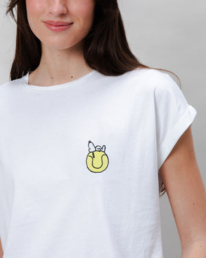 Peanuts Tennis Double Fault Snoopy Scoop Tee White