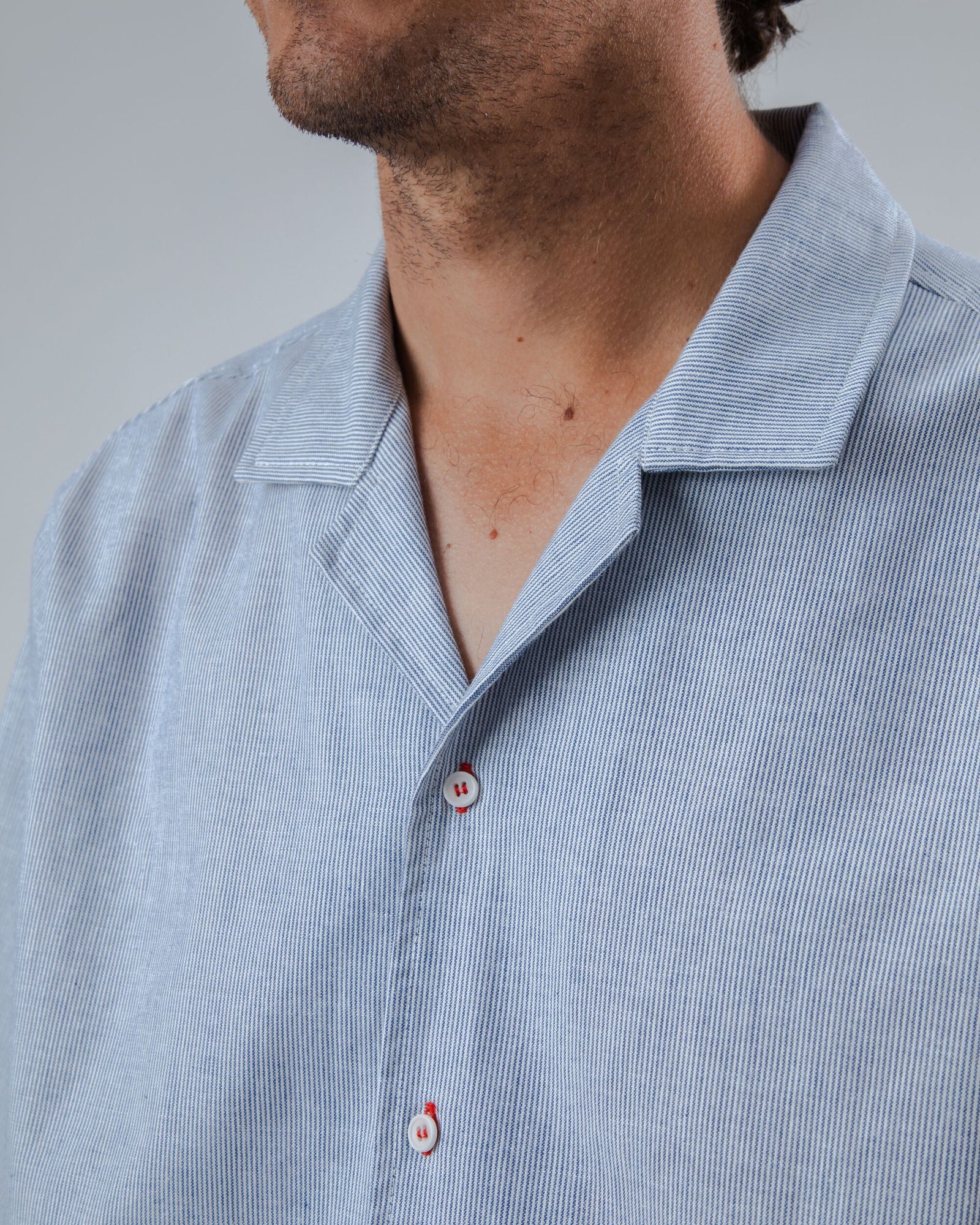Pinstripes Aloha Shirt Blue