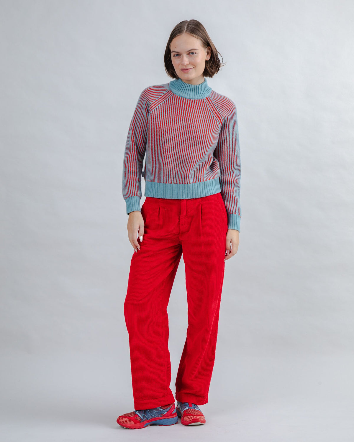 Bicolor Wool Cropped Sweater Blue