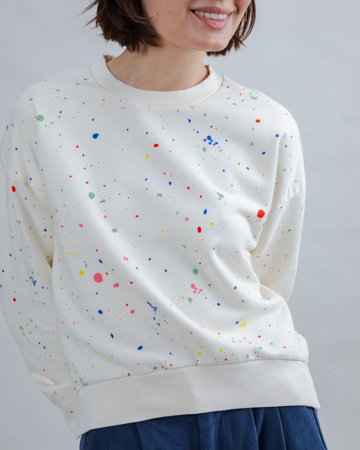 Splash Paint Rounded Sweatshirt Ecru