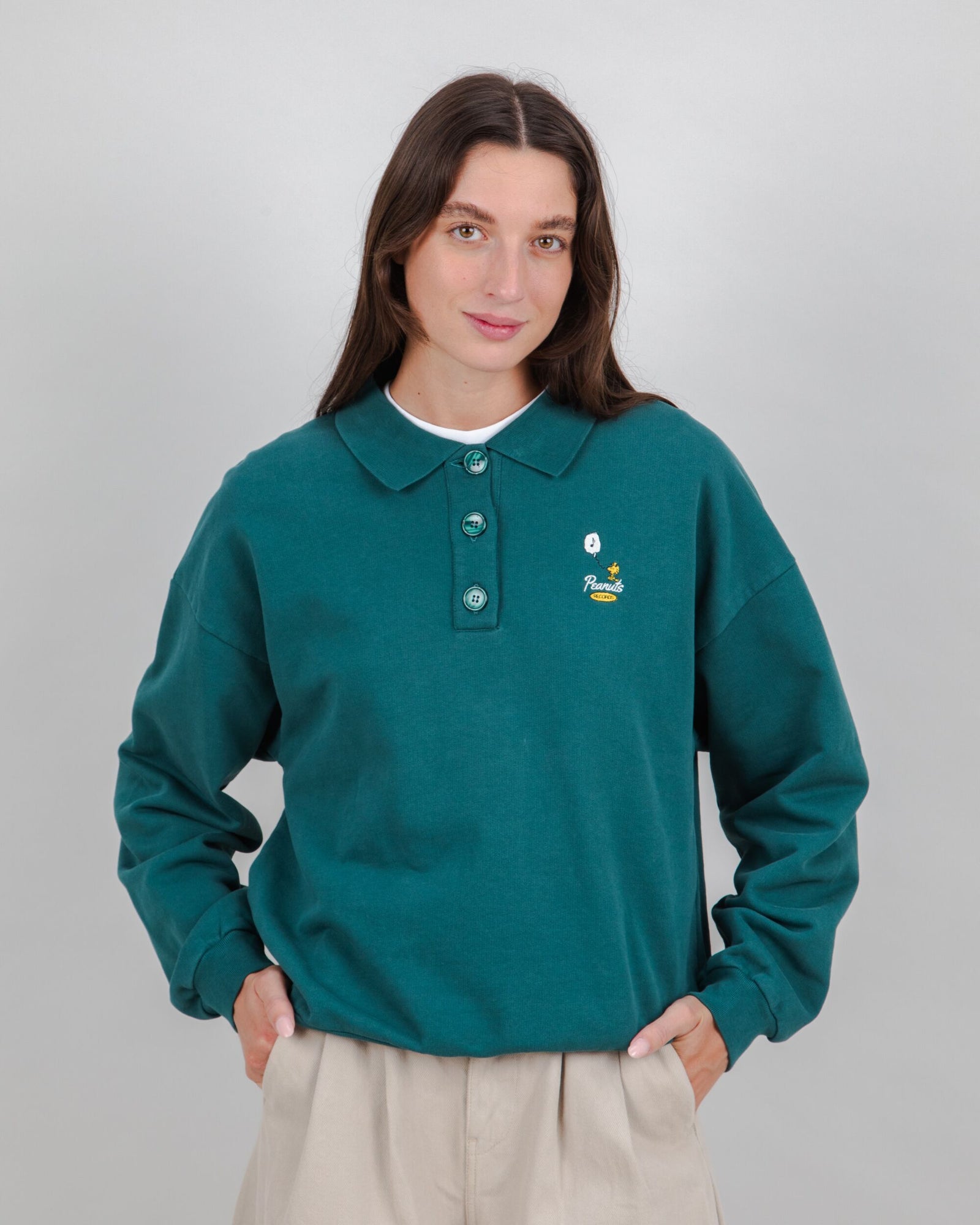 Peanuts Records Polo Sweatshirt Green