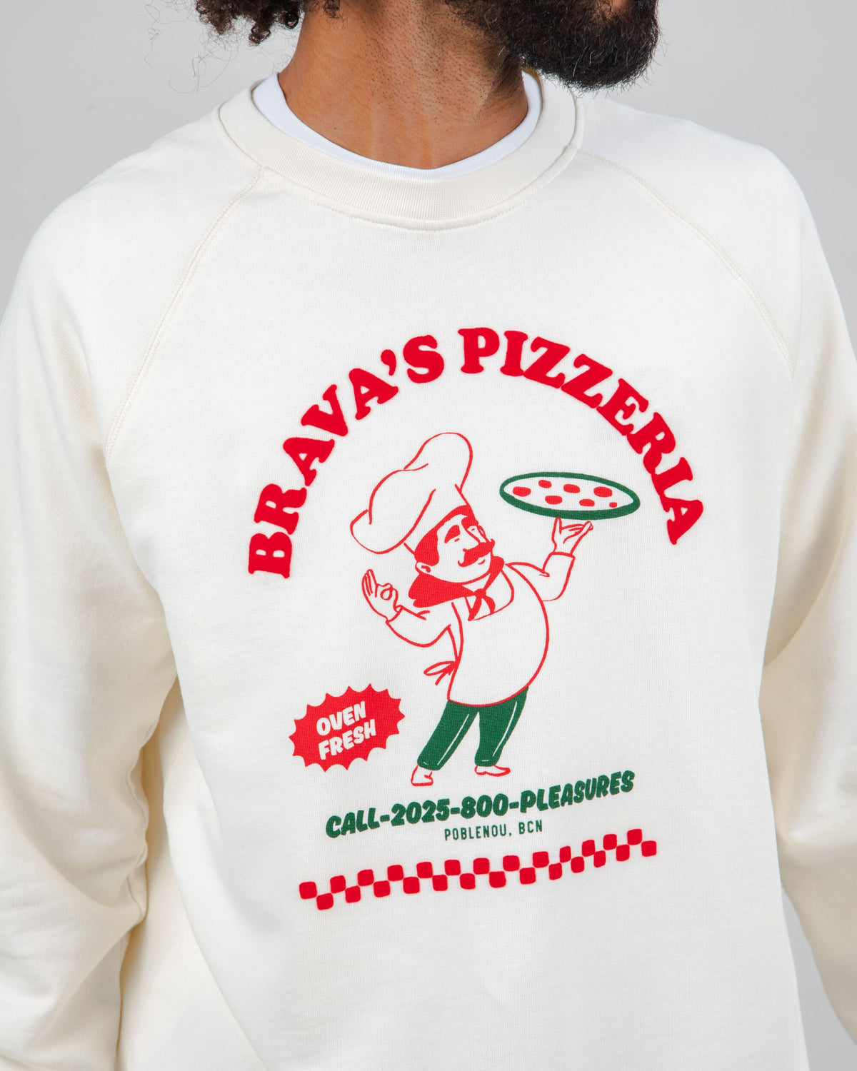 Hot & Brava Pizza Sweatshirt White