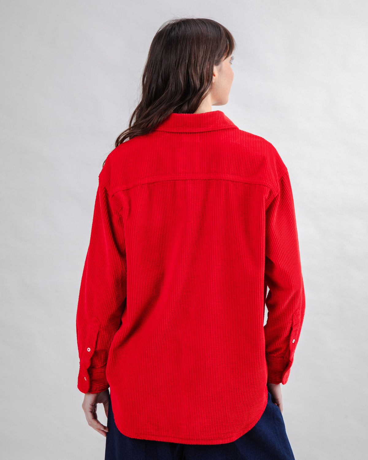 Corduroy Long Overshirt Red