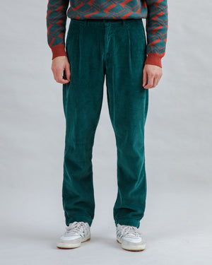 Corduroy Pleated Chino Pants Forest Green