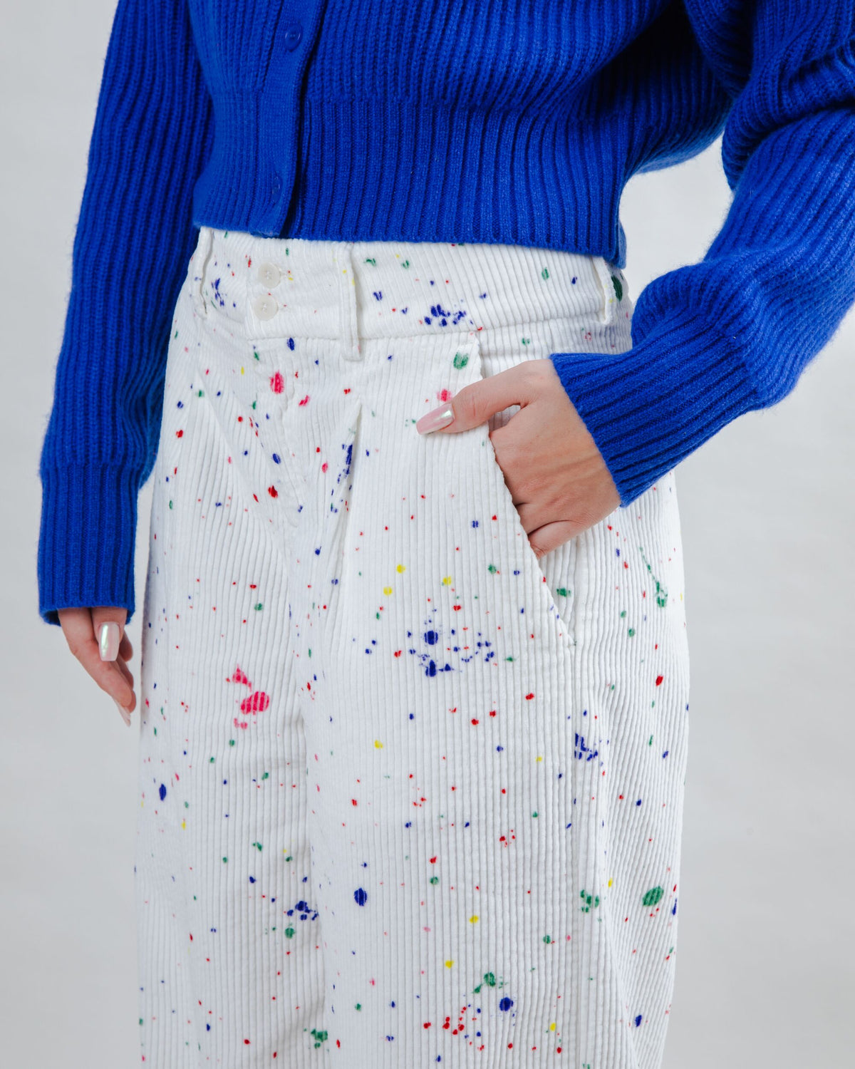 Splash Paint Corduroy Pleated Pants