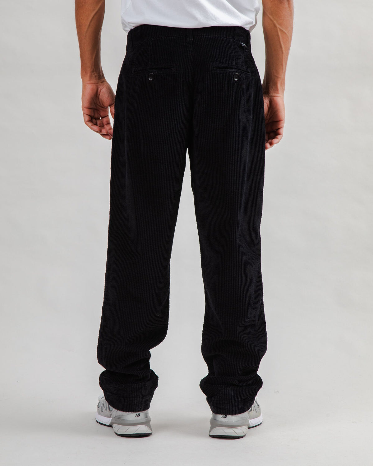 Corduroy Pleated Chino Pants Black