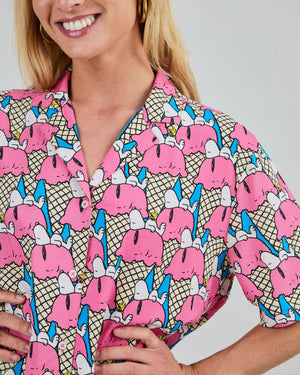 Peanuts Gelato Aloha Blouse Blue
