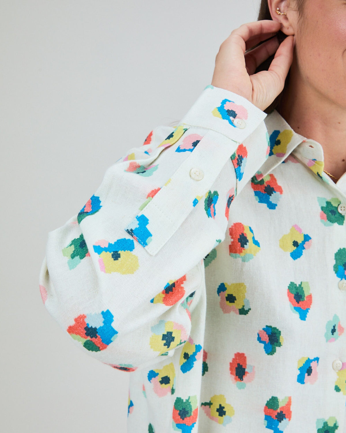 Mini Flower Boxy Blouse Ecru