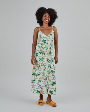 Tropical Pixel Strap Dress Blue