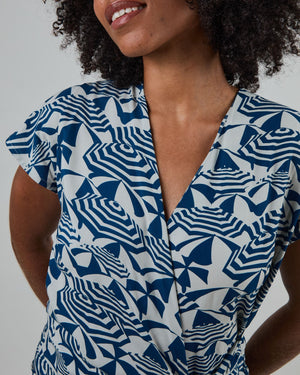 Sombrilla Kimono Dress Blue