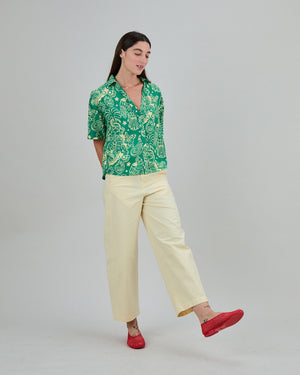 Asis Percales Crocodylus Oversize Cropped Blouse Green
