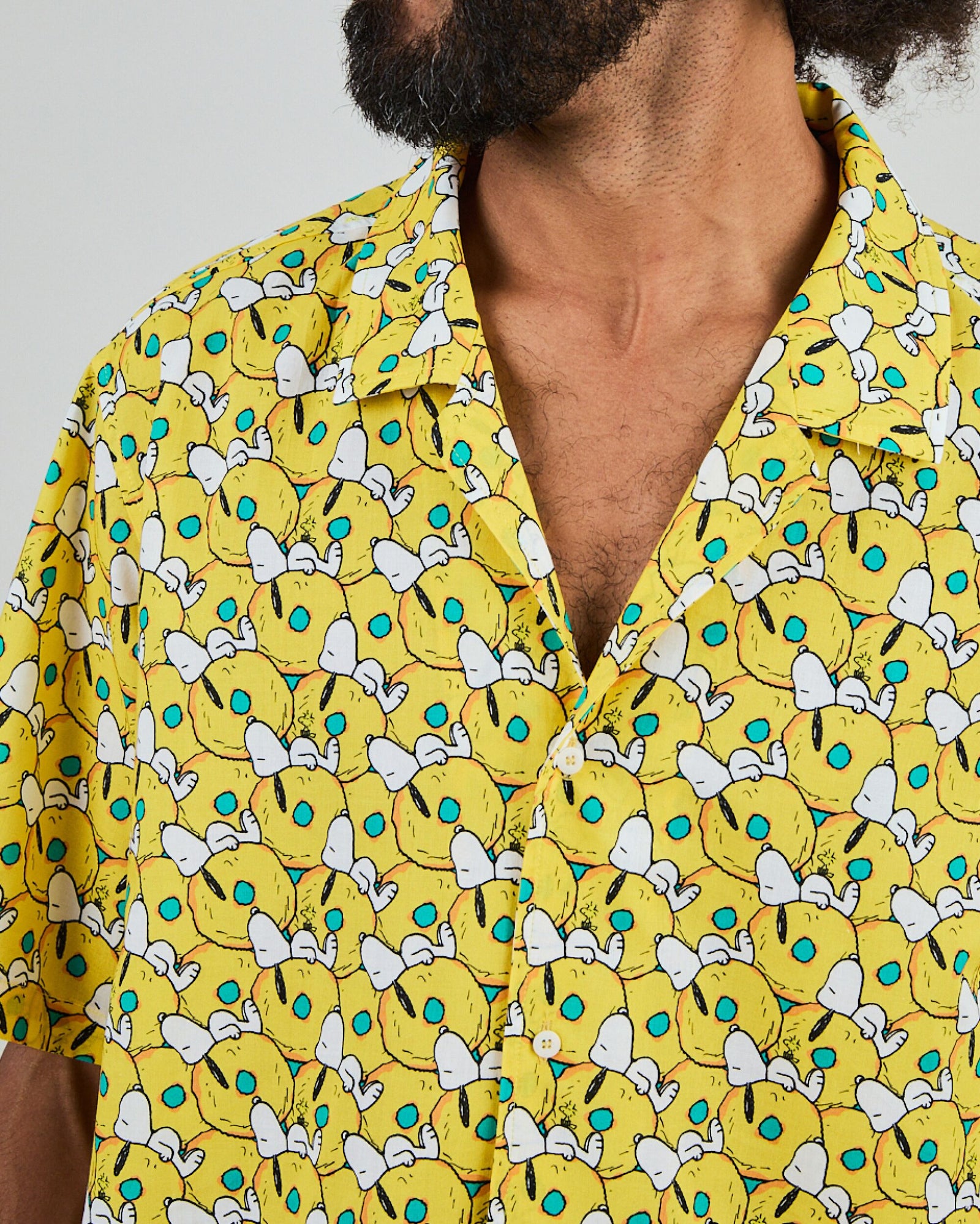 Peanuts Donuts Aloha Shirt Yellow