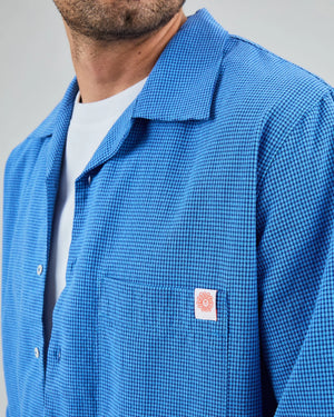 Asis Percales Daisy Checks Oversize Shirt Blue