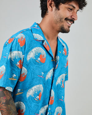 Peanuts Surf Aloha Shirt Blue
