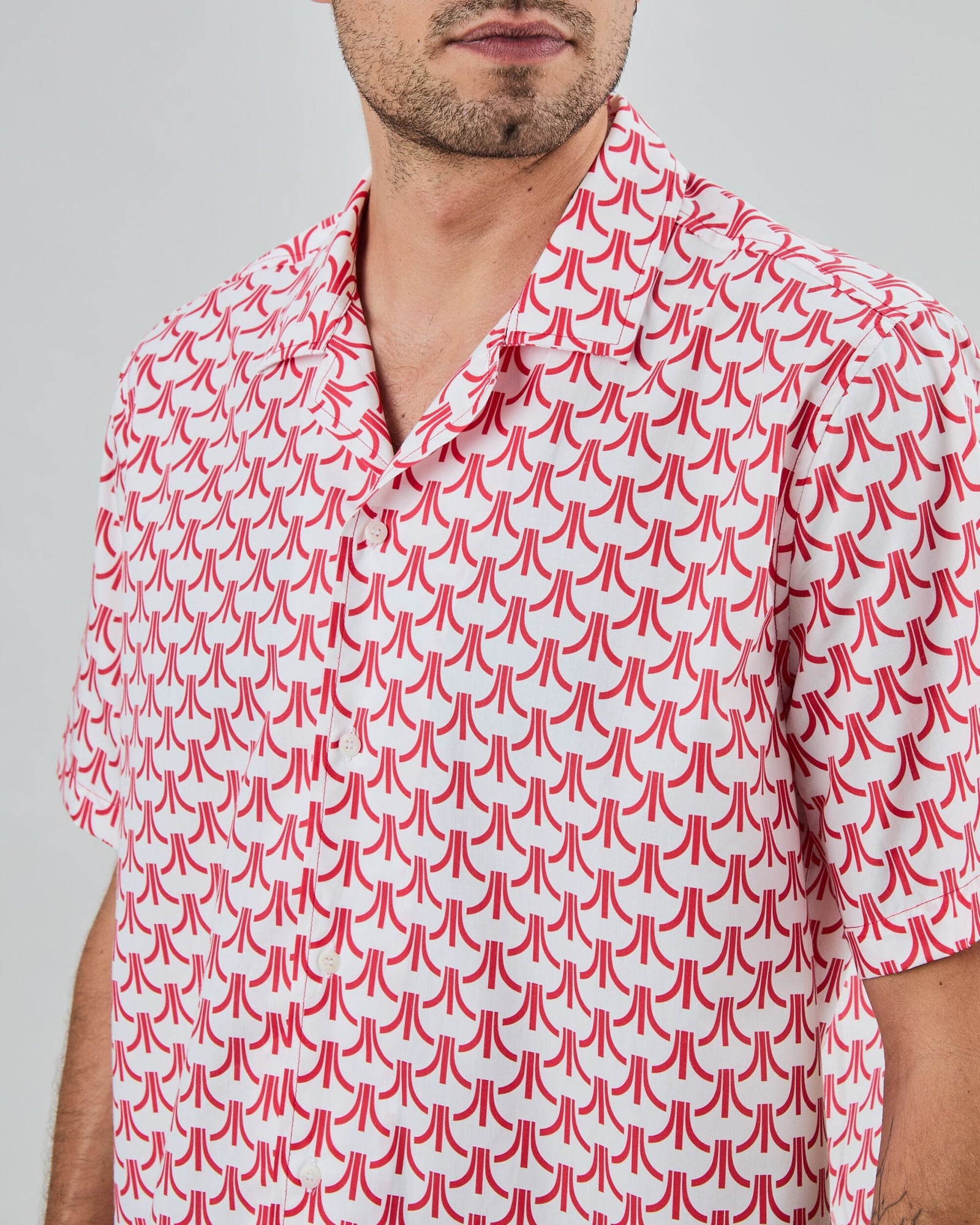 Atari Monogram Aloha Shirt Red