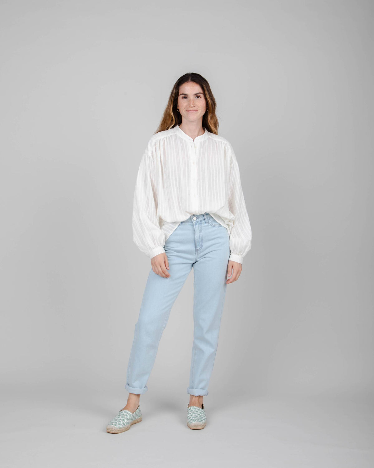Polka Dot Boho Blouse White